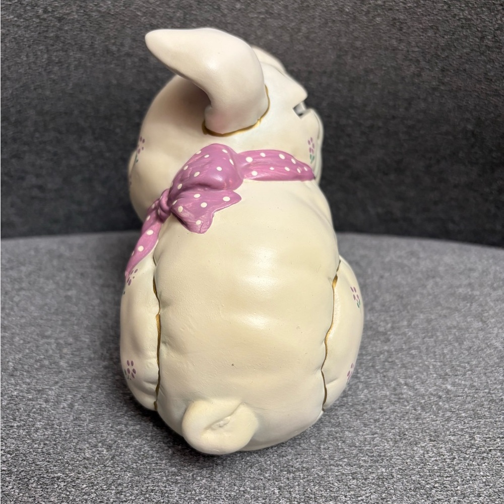 1987 Vintage Lefton Piggy Bank Figurine with Pink Accents - Picture 3 of 8